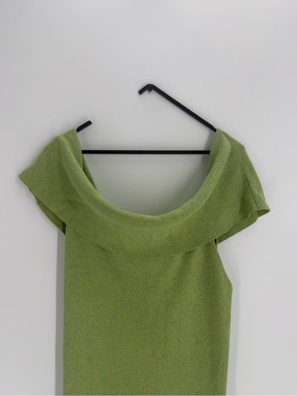 Paloma Wool Quepam Knitted Off The Shoulder Wide Band Midi Dress In Light Green